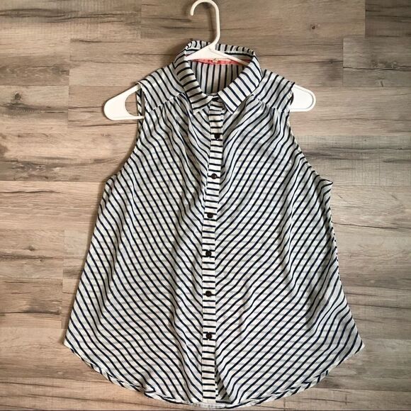 Jolt Sheer Blue Striped Summer Blouse Size M - Picture 1 of 4